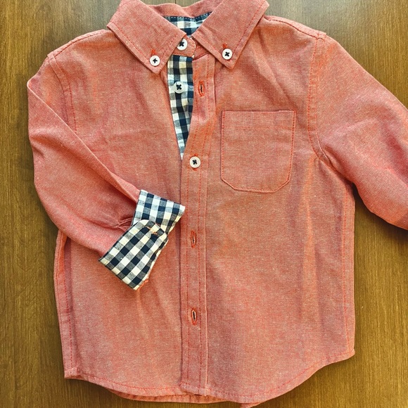 First Impressions Red Chambray Button Down - Picture 2 of 2